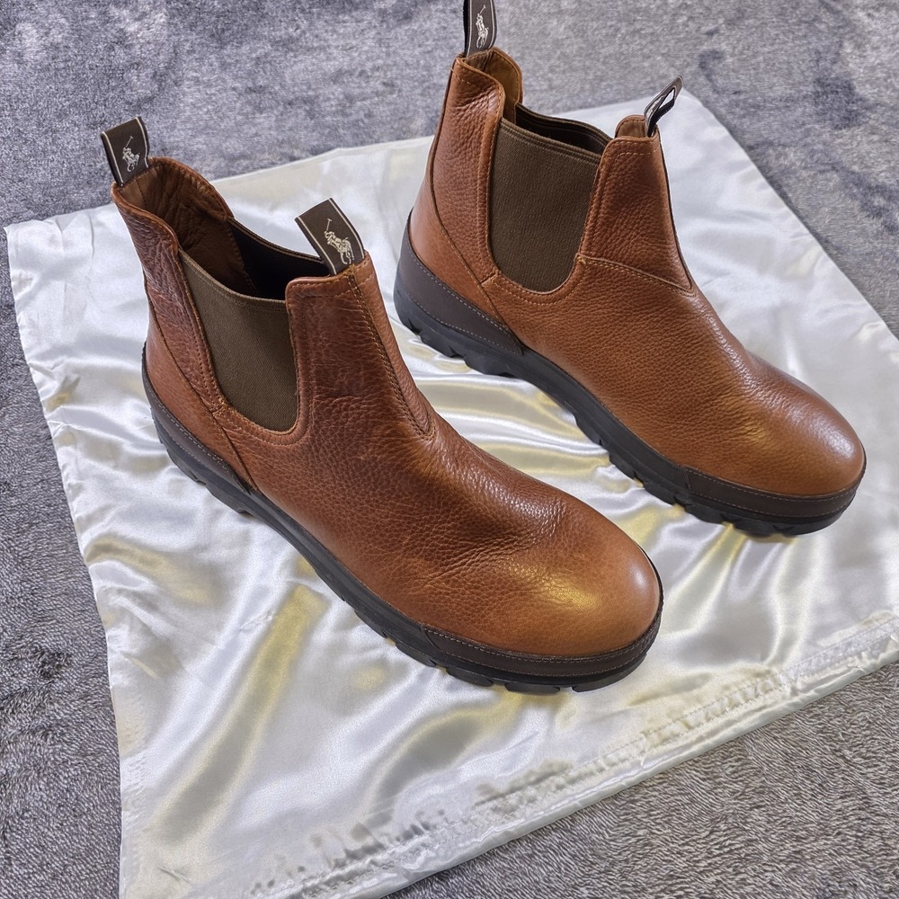 Polo Ralph Lauren Oslo Chelsea Boots Size 10.5 D Brown Leather Distressed